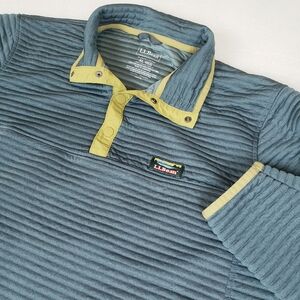 L.L. Bean Airlight Knit Pullover Men's XL Green Ribbed 1/4 Snap Outdoor Camping